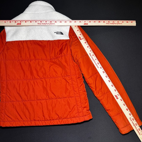The North Face Jacket Womens Small Orange Sherpa Yoke White Insulated North Peak - Picture 12 of 16